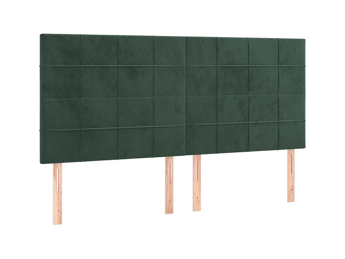 Cabecero | Cabezal de Cama | Mueble cabecero con luces LED terciopelo verde oscuro 160x5x118/128 cm