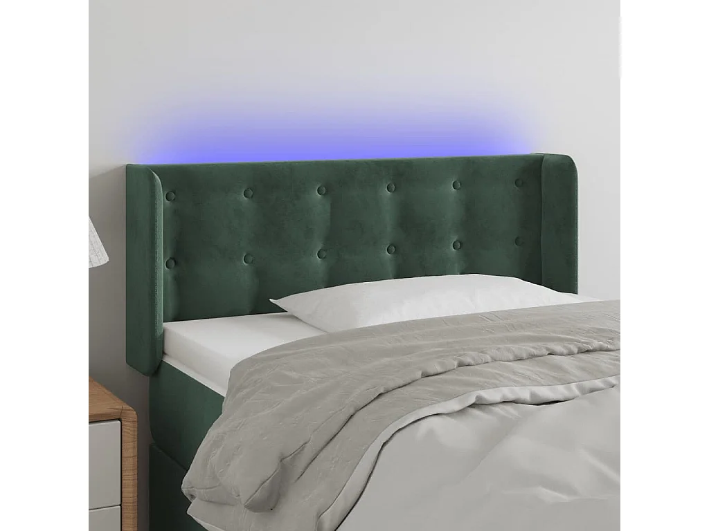 Hoofdbord | Hoofdeinde LED 83x16x78/88 cm fluweel donkergroen