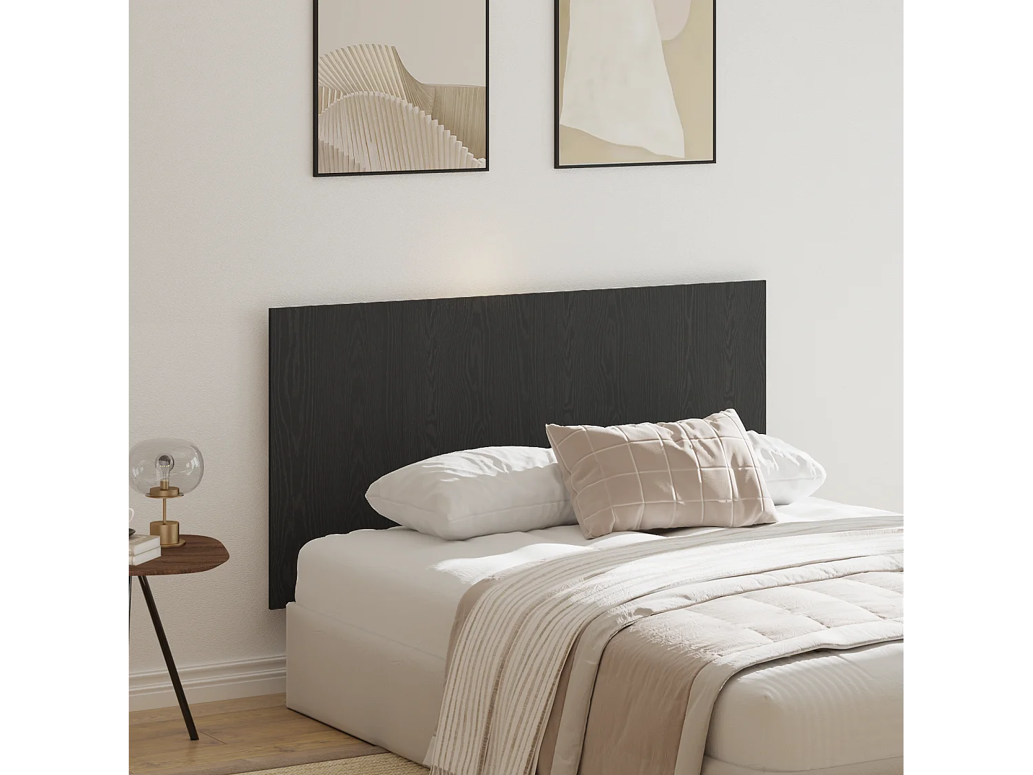 Tête de Lit | Panneau de tête pour lit Moderne Noir Chêne 160x1,5x80 cm en bois d'ingénierie