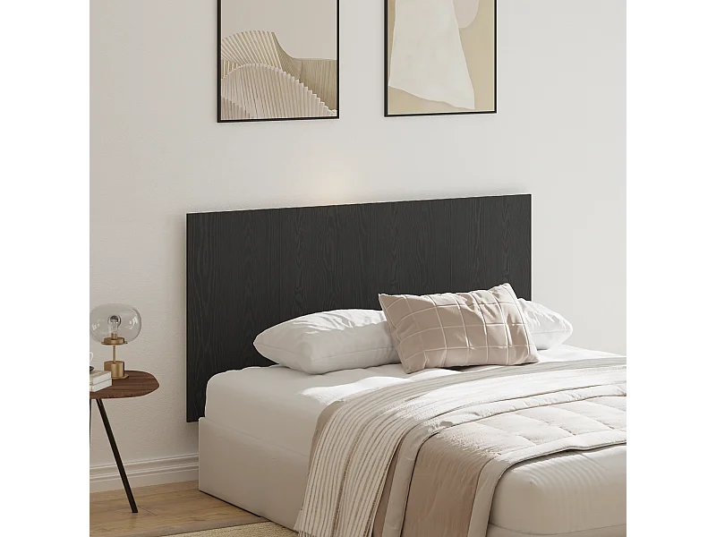 Tête de Lit | Panneau de tête pour lit Moderne Noir Chêne 160x1,5x80 cm en bois d'ingénierie