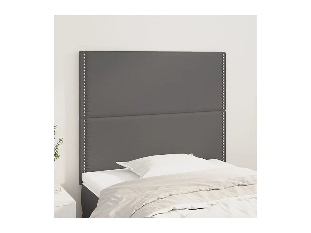 Cabeceros | Cabezal de cama | Mueble de cabecero 2 unidades de cuero sintético gris 100x5x78/88 cm