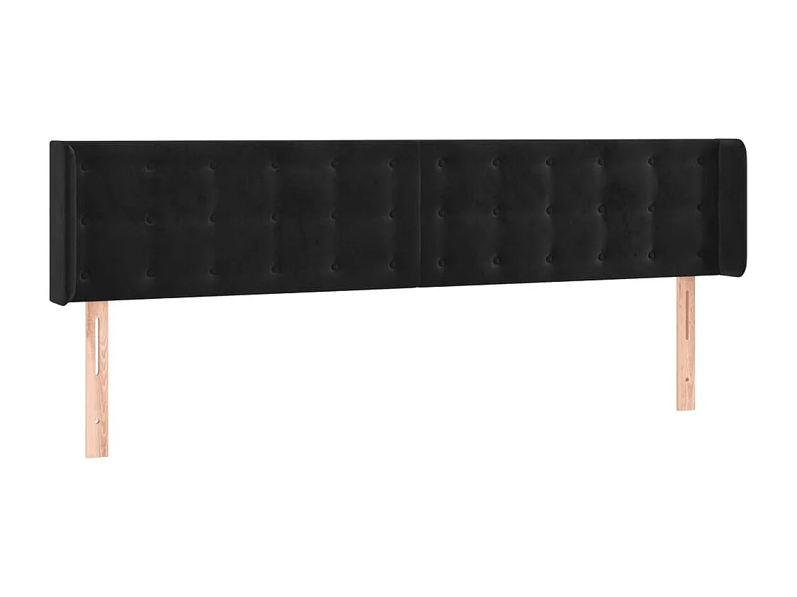 Hoofdbord | Hoofdeinde LED 203x16x78/88 cm fluweel zwart