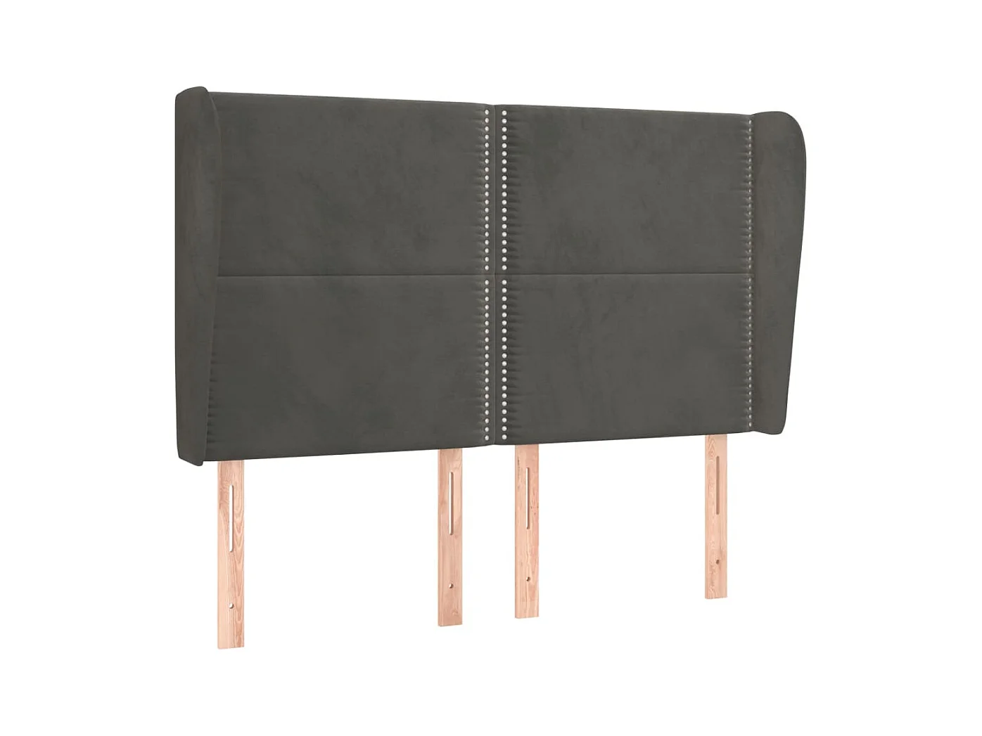 Cabecero | Cabezal de Cama | Mueble cabecero con orejas de terciopelo gris oscuro 147x23x118/128 cm