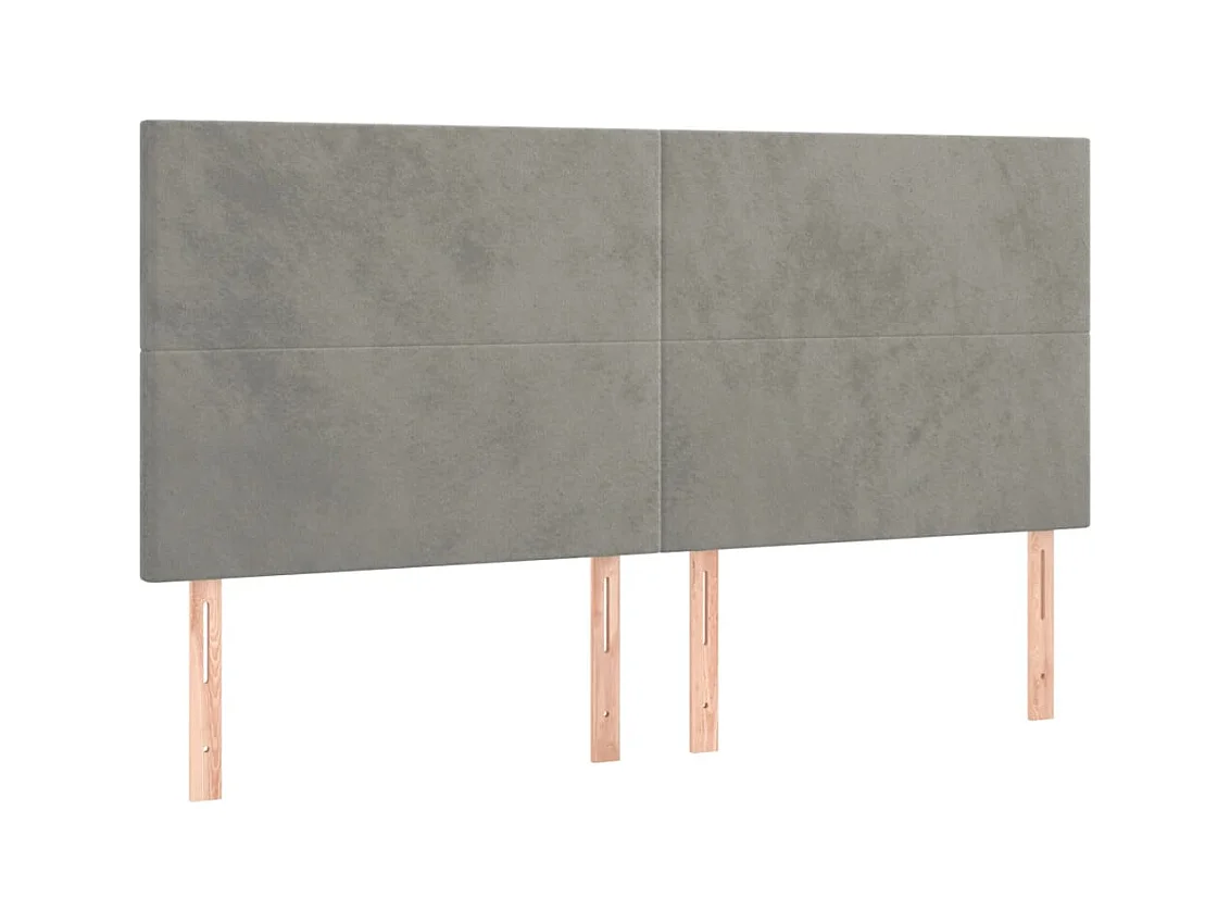 Cabeceros | Cabezal de cama | Mueble de cabecero 4 unidades de terciopelo gris claro 90x5x78/88 cm