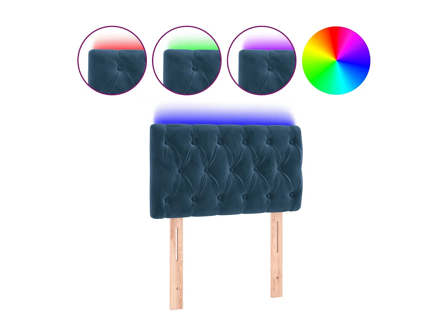 Hoofdbord | Hoofdeinde LED 80x7x78/88 cm fluweel donkerblauw
