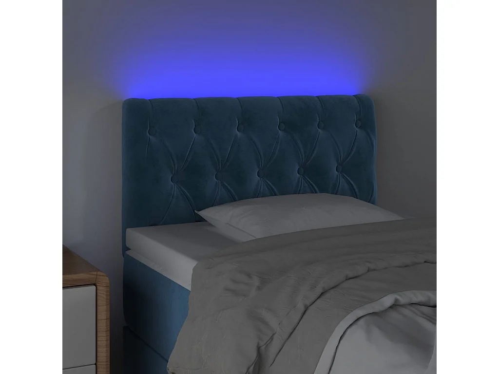 Hoofdbord | Hoofdeinde LED 80x7x78/88 cm fluweel donkerblauw