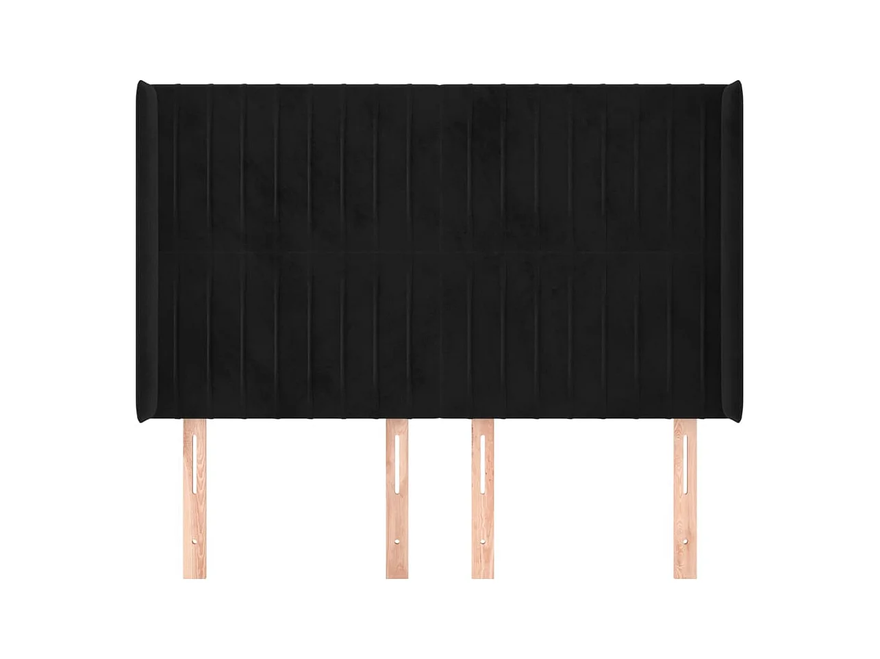 Cabecero | Cabezal de Cama | Mueble cabecero con orejas de terciopelo negro 147x16x118/128 cm