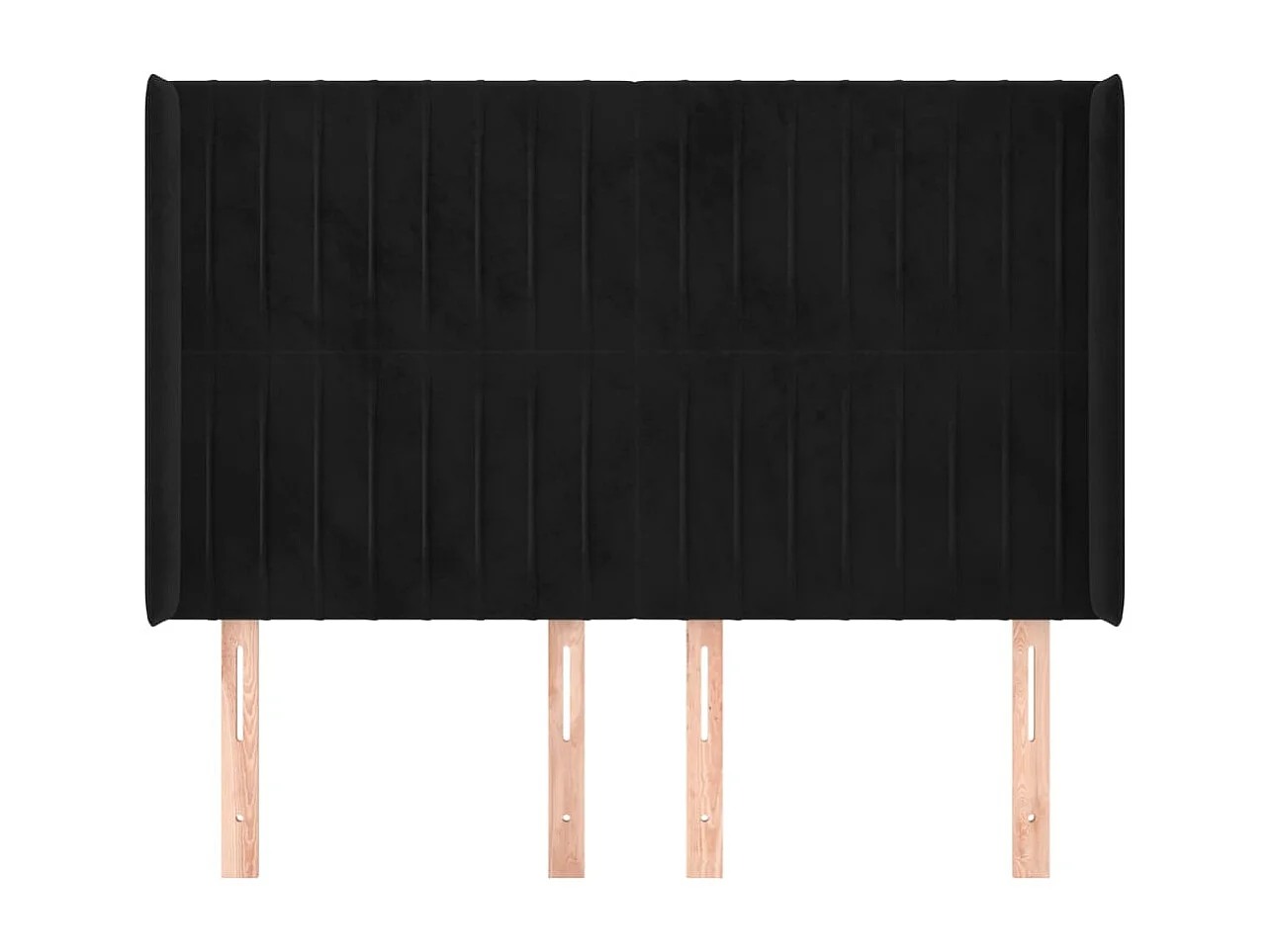 Cabecero | Cabezal de Cama | Mueble cabecero con orejas de terciopelo negro 147x16x118/128 cm