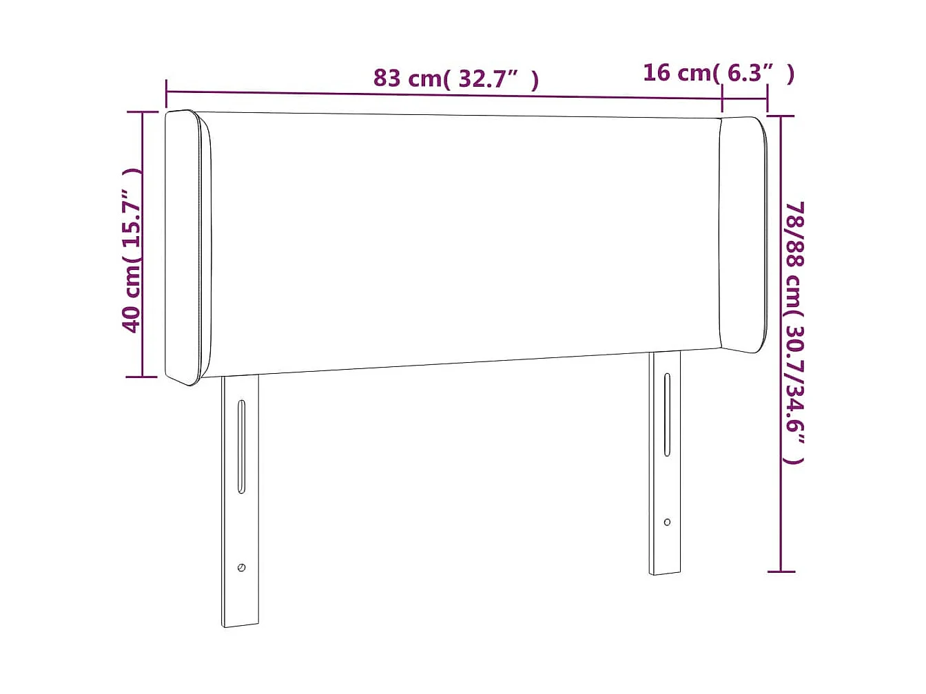 Mueble cabecero | Cabezal de cama | Cabecero de tela gris oscuro 83x16x78/88 cm