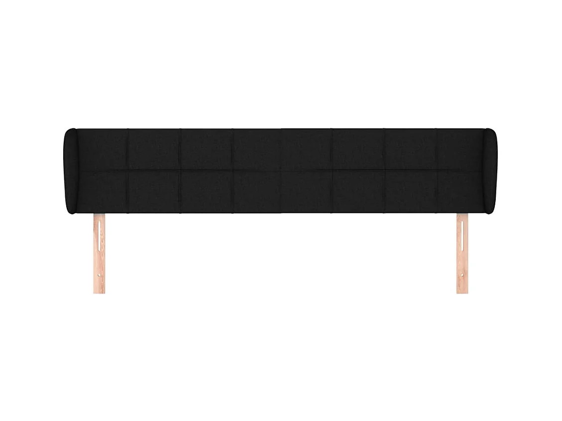 Tête de Lit | Panneau de tête pour lit Moderne avec oreilles Noir 203x23x78/88 cm Tissu