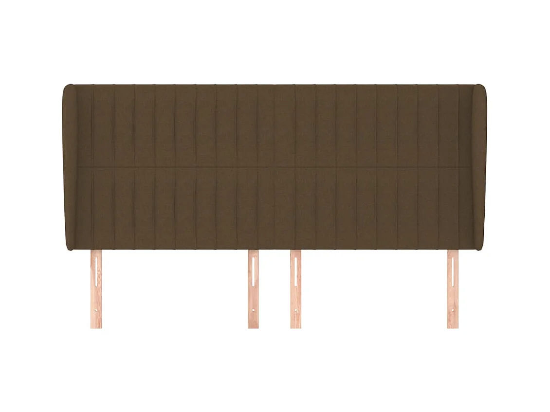 Cabecero | Cabezal de Cama | Mueble cabecero con orejas de tela marrón oscuro 163x23x118/128 cm