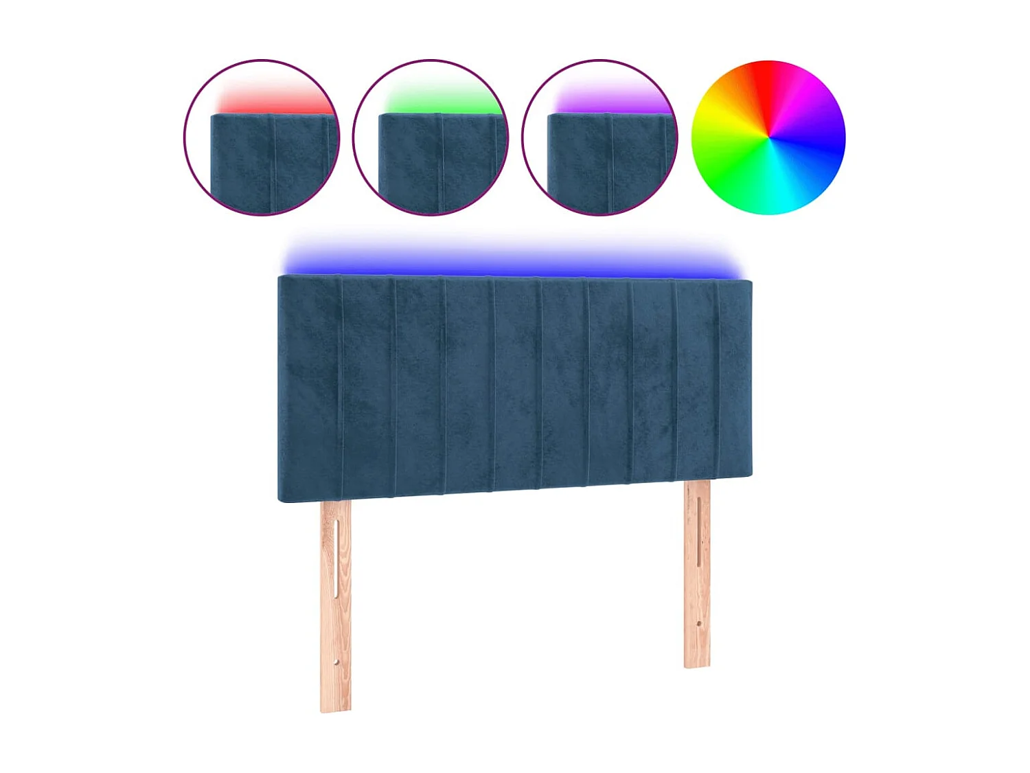 Hoofdbord | Hoofdeinde LED 90x5x78/88 cm fluweel donkerblauw