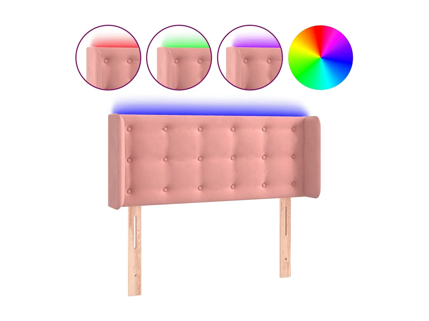 Hoofdbord | Hoofdeinde LED 103x16x78/88 cm fluweel roze