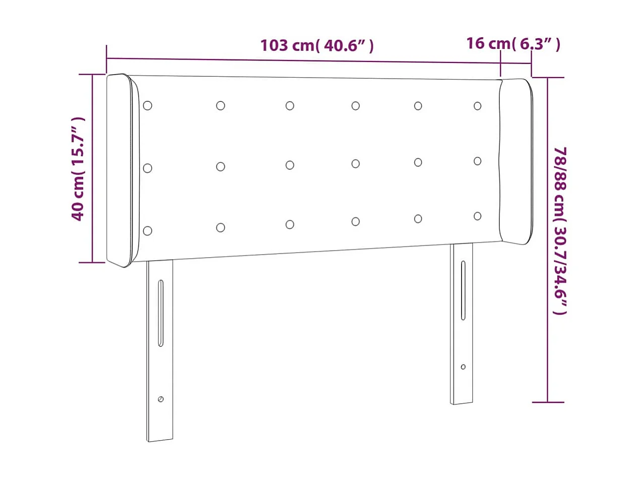 Hoofdbord | Hoofdeinde LED 103x16x78/88 cm fluweel roze