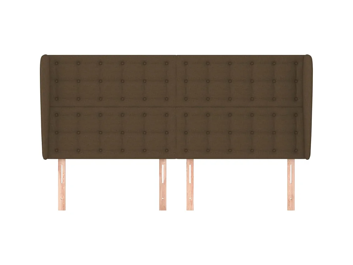 Cabecero | Cabezal de Cama | Mueble cabecero con orejas de tela marrón oscuro 203x23x118/128 cm