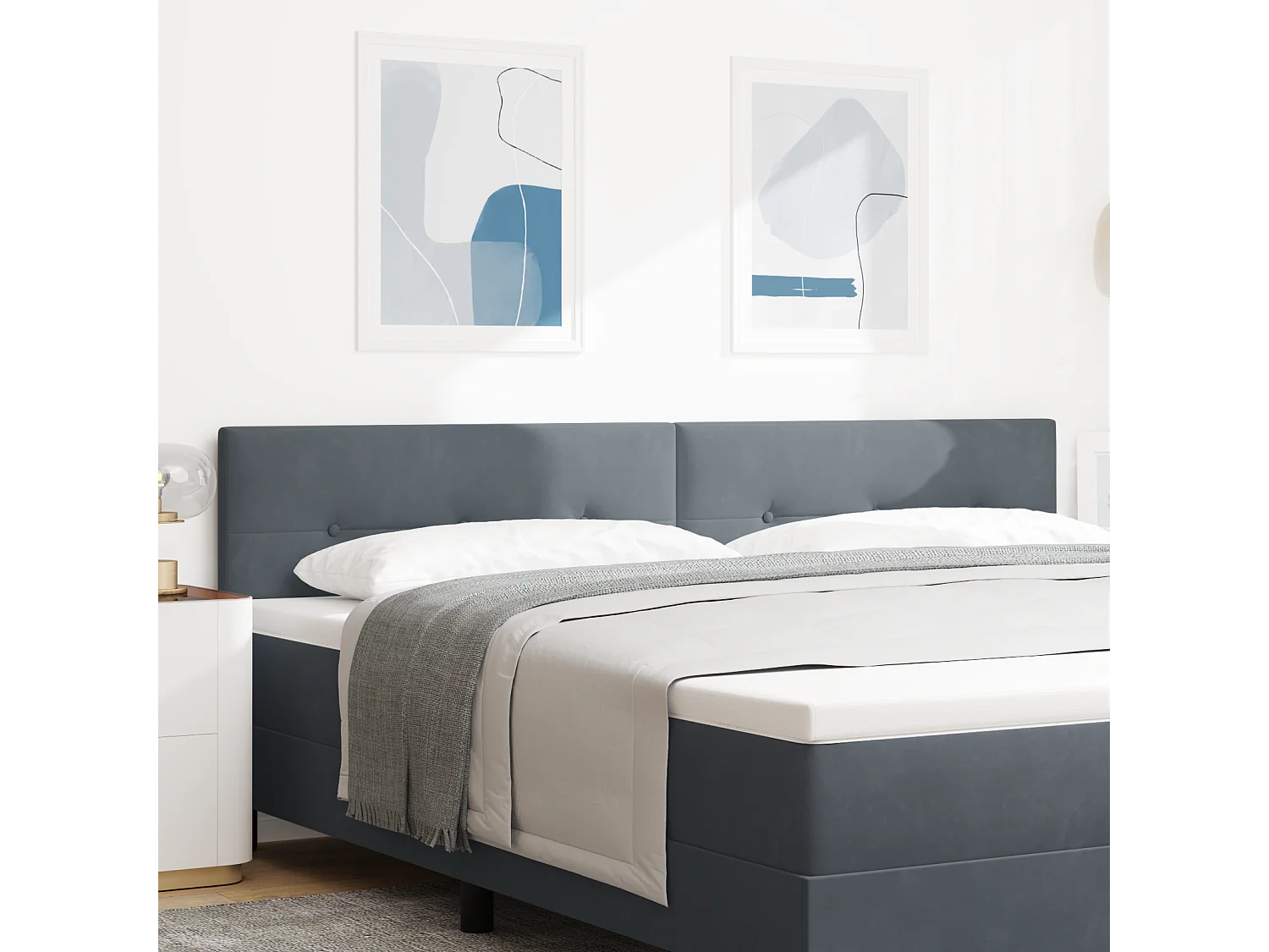 Tête de lit Montage mural | Panneau de tête pour lit Moderne  Gris foncé 200 cm Velours