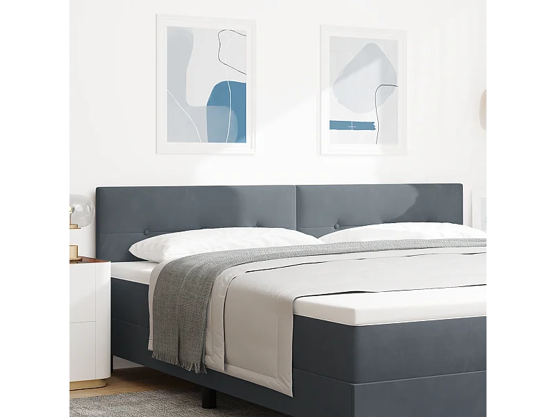 Tête de lit Montage mural | Panneau de tête pour lit Moderne  Gris foncé 200 cm Velours