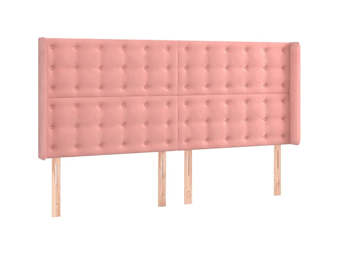 Tête de Lit | Panneau de tête pour lit Moderne à LED Rose 183x16x118/128 cm Velours