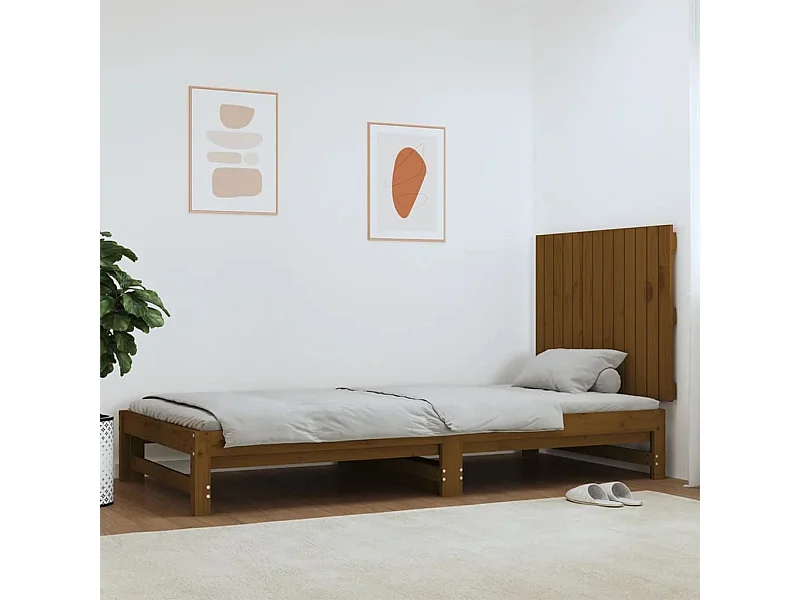 Cabecero cama | Cabezal de cama | Mueble de cabecero pared madera maciza pino marrón miel 82,5x3x60 cm