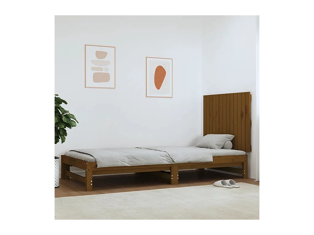 Cabecero cama | Cabezal de cama | Mueble de cabecero pared madera maciza pino marrón miel 82,5x3x60 cm