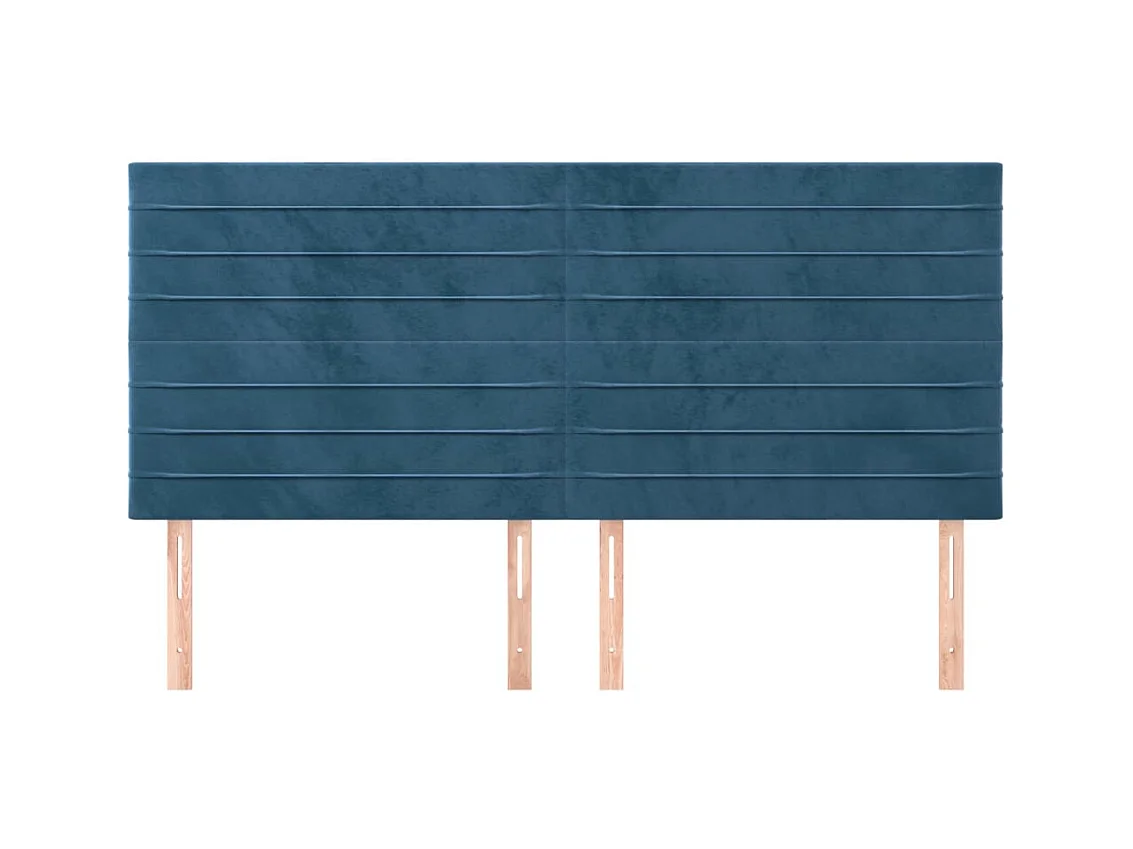 Cabeceros | Cabezal de cama | Mueble de cabecero 4 unidades de terciopelo azul oscuro 90x5x78/88 cm