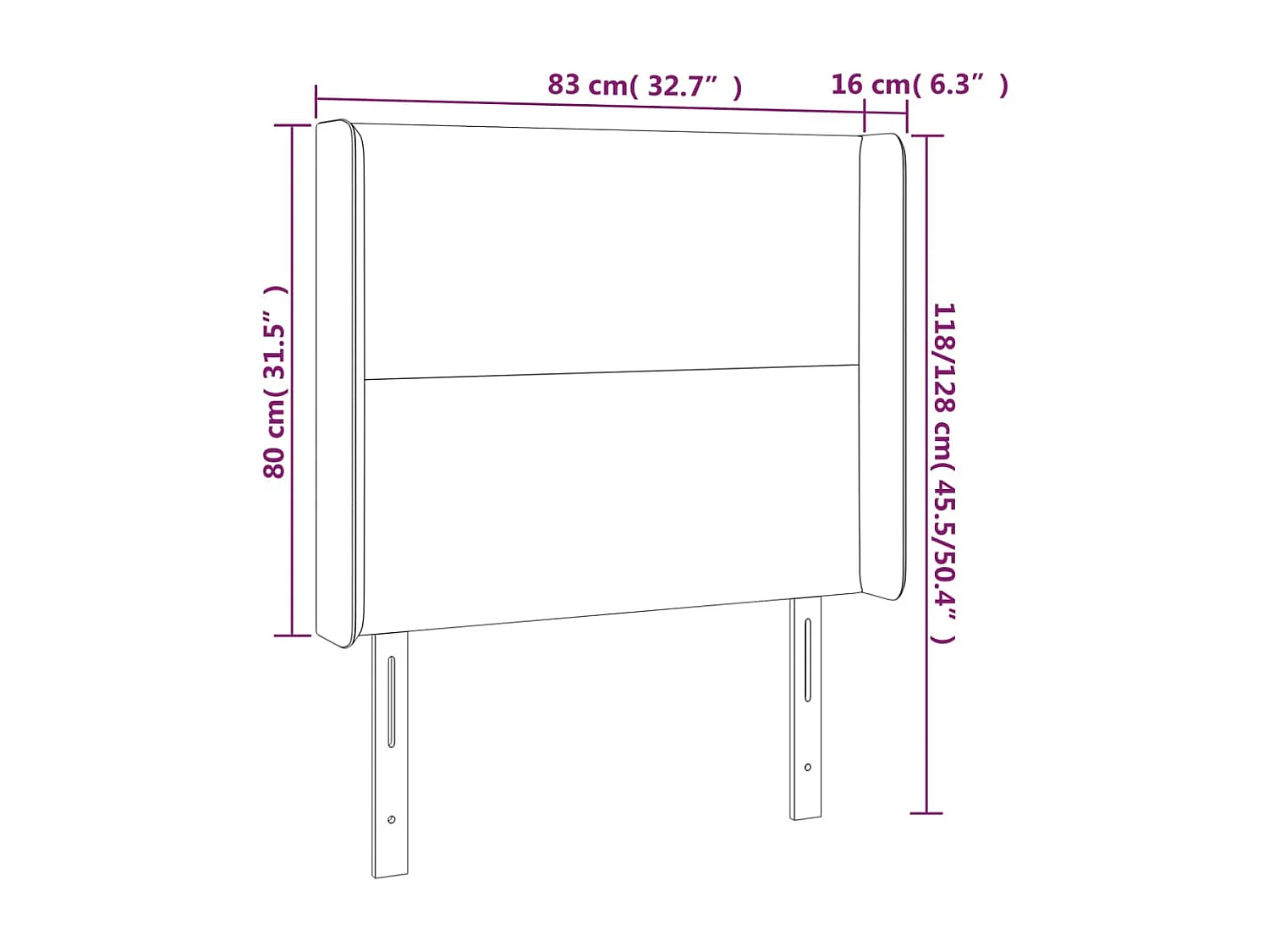 Tête de Lit | Panneau de tête pour lit Moderne à LED Bleu foncé 83x16x118/128 cm Velours