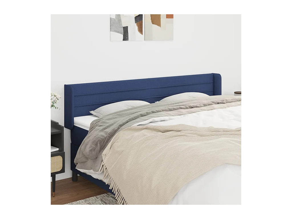 Tête de Lit | Panneau de tête pour lit Moderne avec oreilles Bleu 163x16x78/88 cm Tissu