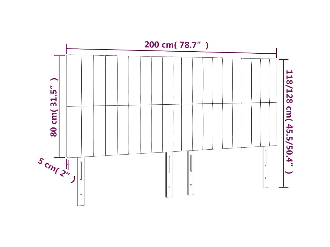 Tête de Lit | Panneau de tête pour lit Moderne à LED Bleu foncé 200x5x118/128 cm Velours