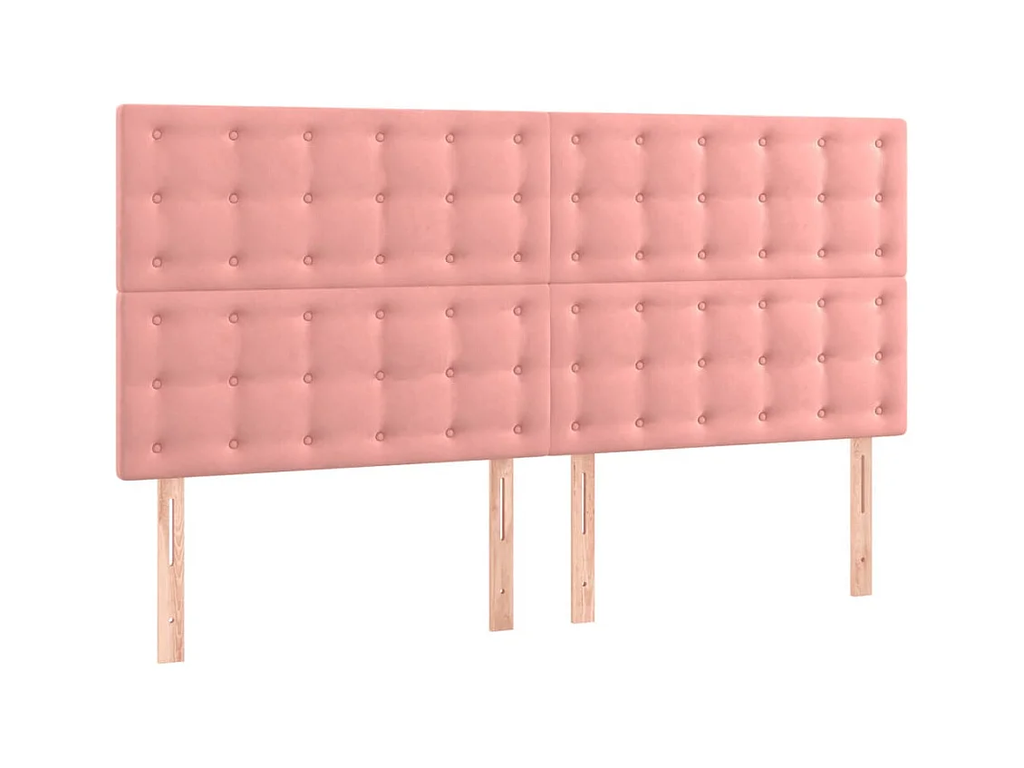 Tête de Lit | Panneau de tête pour lit Moderne à LED Rose 180x5x118/128 cm Velours