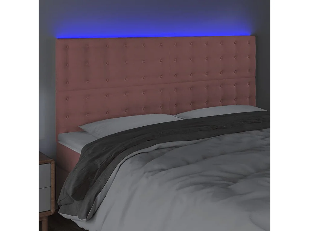 Hoofdbord | Hoofdeinde LED 180x5x118/128 cm fluweel roze