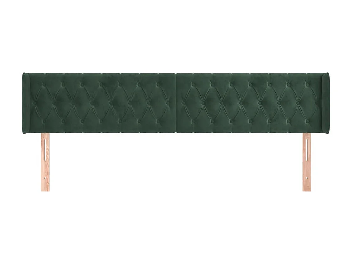 Tête de Lit | Panneau de tête pour lit Moderne avec oreilles Vert foncé 203x16x78/88 cm Velours