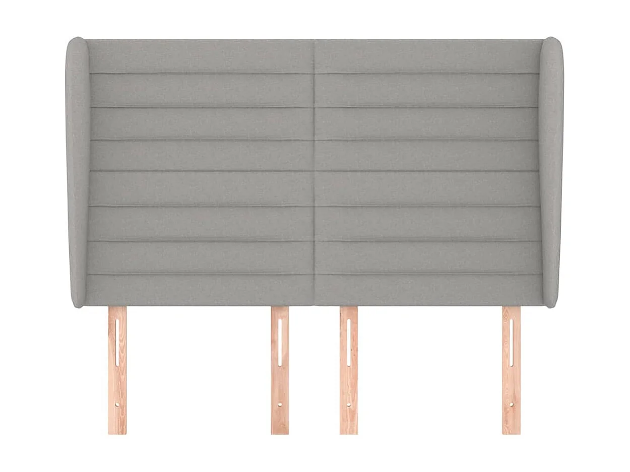 Tête de Lit | Panneau de tête pour lit Moderne avec oreilles Gris clair 147x23x118/128 cm Tissu