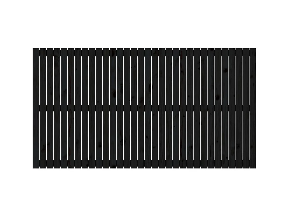 Cabecero de Cama | Cabezal de cama | Mueble de cabecero pared madera maciza pino negro 204x3x110 cm