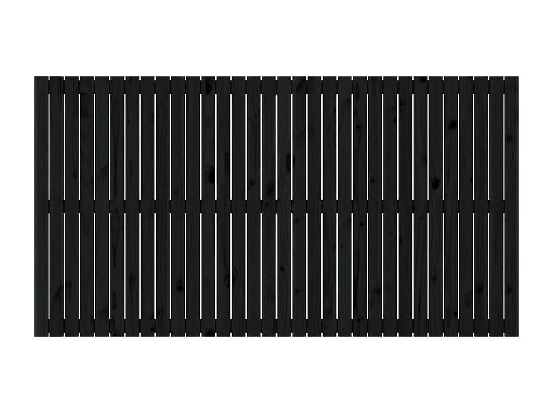 Cabecero de Cama | Cabezal de cama | Mueble de cabecero pared madera maciza pino negro 204x3x110 cm