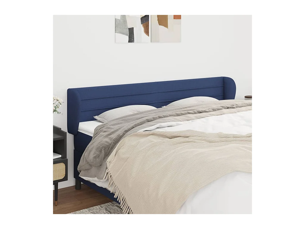 Mueble cabecero | Cabezal de cama | Cabecero de tela azul 163x23x78/88 cm
