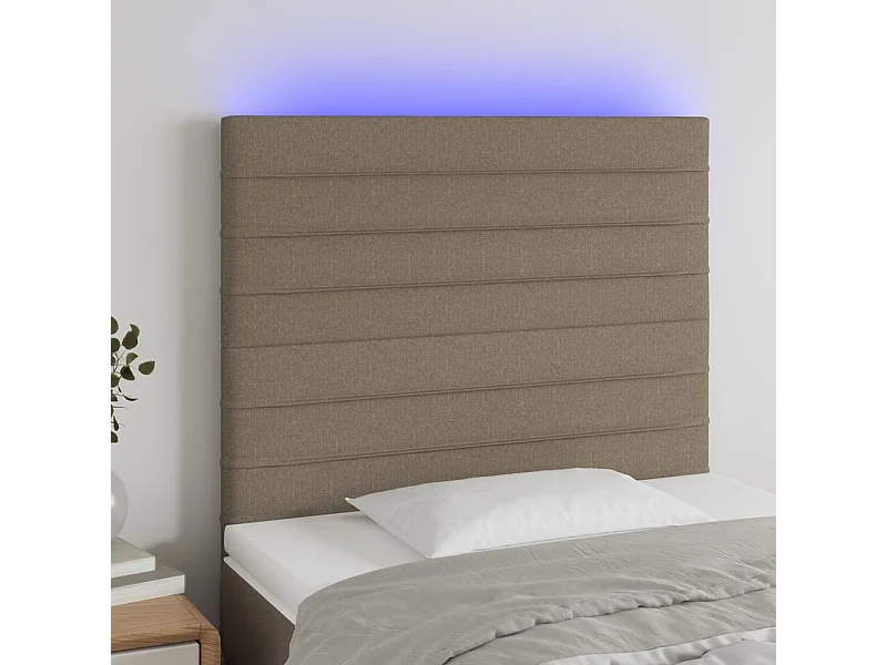 Tête de Lit | Panneau de tête pour lit Moderne à LED Taupe 100x5x118/128 cm Tissu