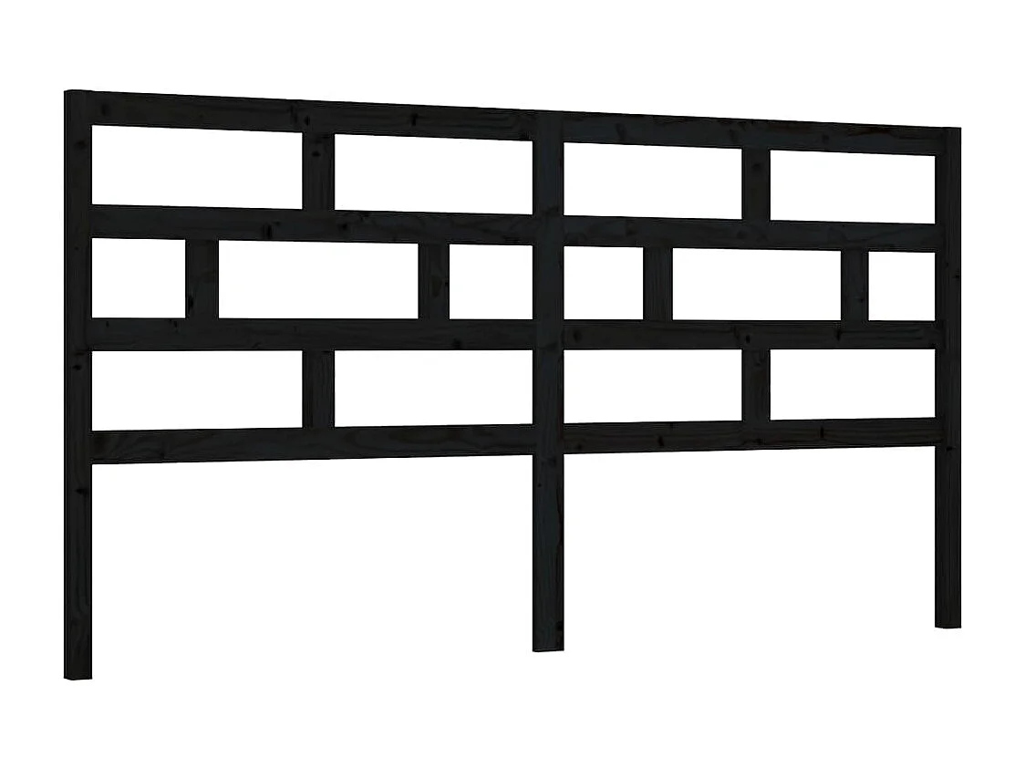 Tête de Lit | Panneau de tête pour lit Moderne Noir 186x4x100 cm Bois massif de pin