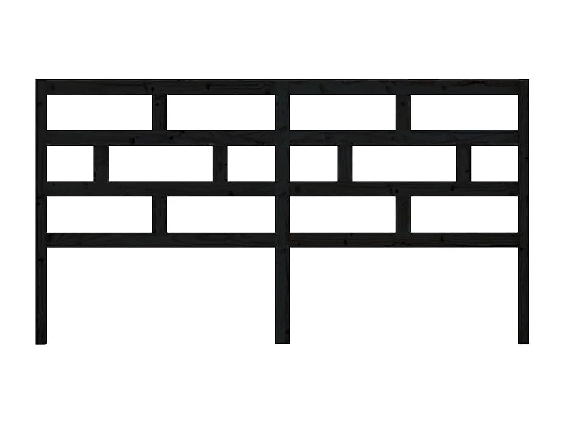 Tête de Lit | Panneau de tête pour lit Moderne Noir 186x4x100 cm Bois massif de pin