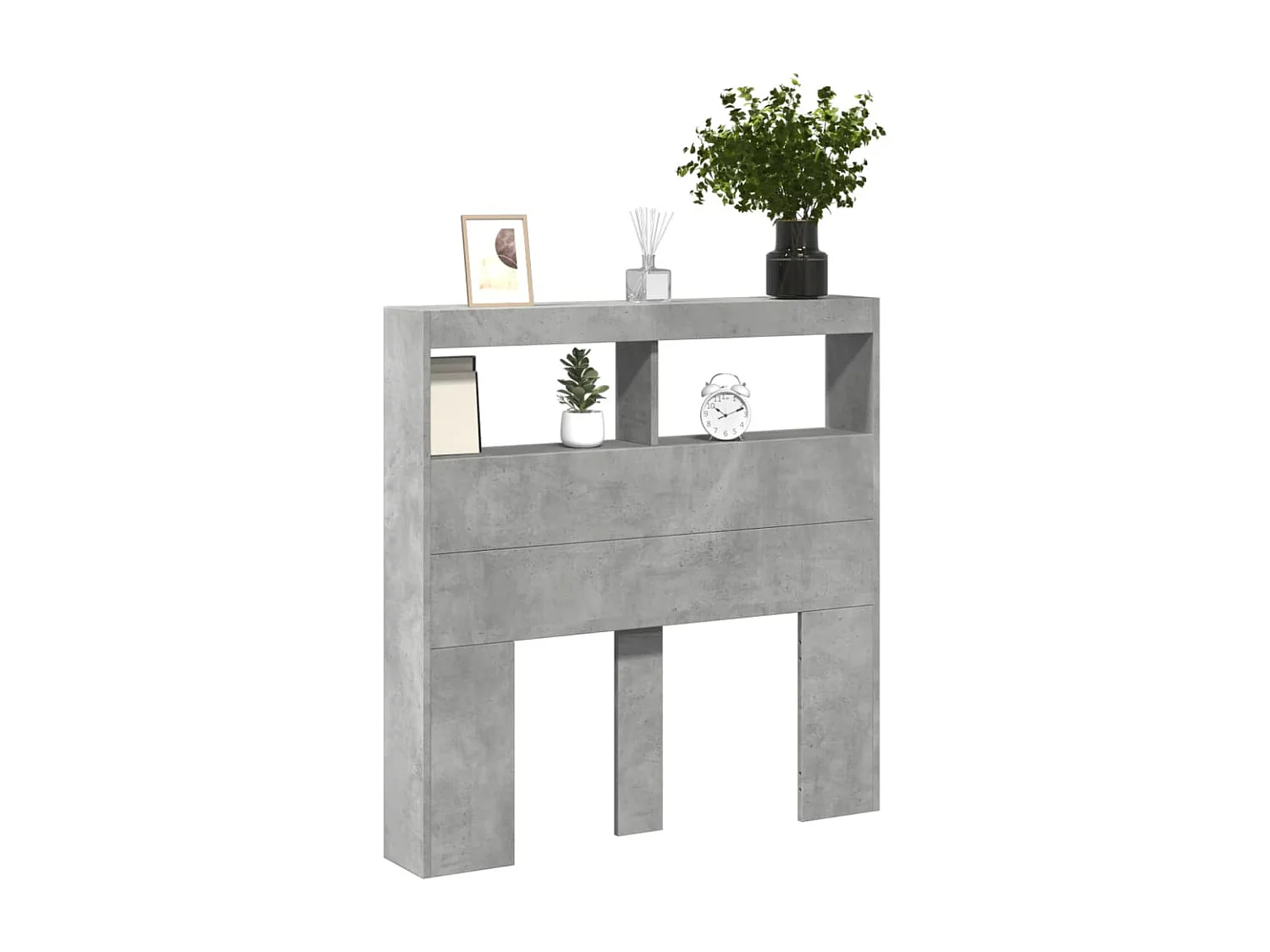 Cabecero de Cama | Cabezal de cama | Mueble de cabecero con luz LED gris hormigón 100x17x102 cm