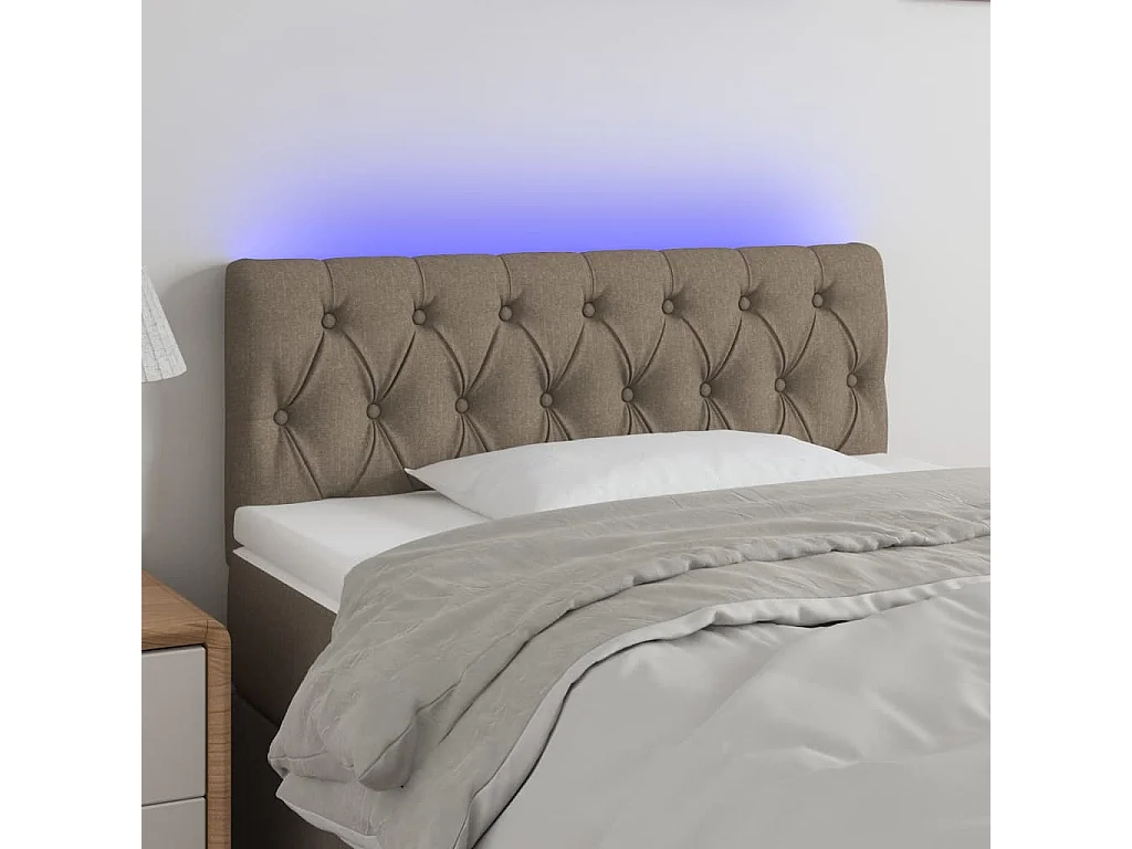 Tête de Lit | Panneau de tête pour lit Moderne à LED Taupe 100x7x78/88 cm Tissu
