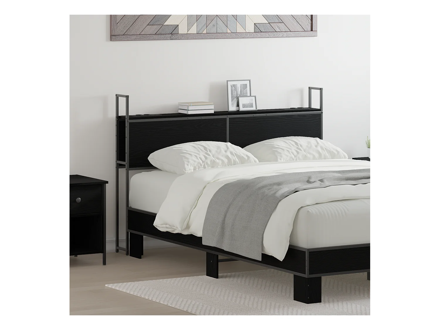 Tête de Lit de rangement | Panneau de tête pour lit Chêne noir 120 cm Bois d'ingénierie