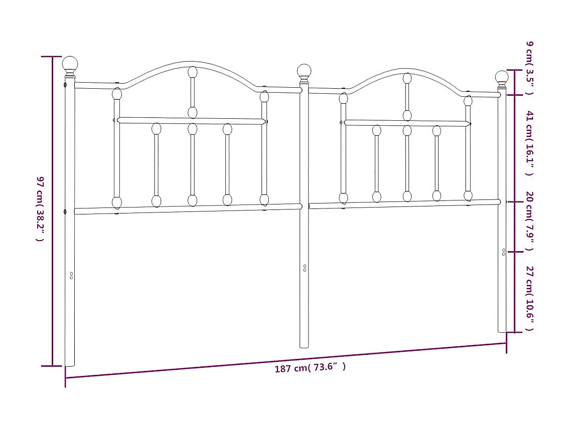 Tête de Lit | Panneau de tête pour lit Moderne métal blanc 180 cm