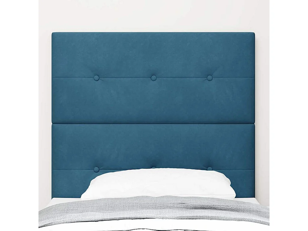 Mueble cabecero | Cabecero | Cabezal de cama Montaje en la pared Azul oscuro 90 cm Terciopelo