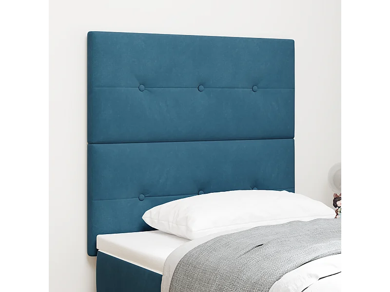 Tête de lit Montage mural | Panneau de tête pour lit Moderne  Bleu foncé 90 cm Velours
