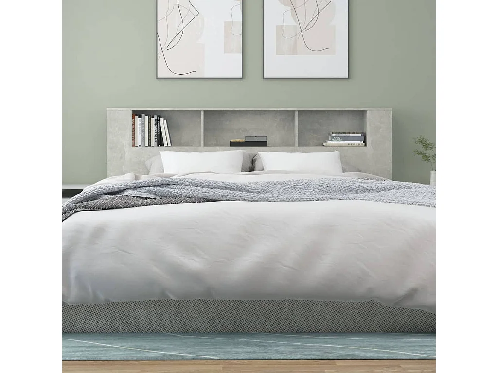 Cabecero de Cama | Cabezal de Cama | Mueble cabecero gris hormigón 200x18,5x104,5 cm