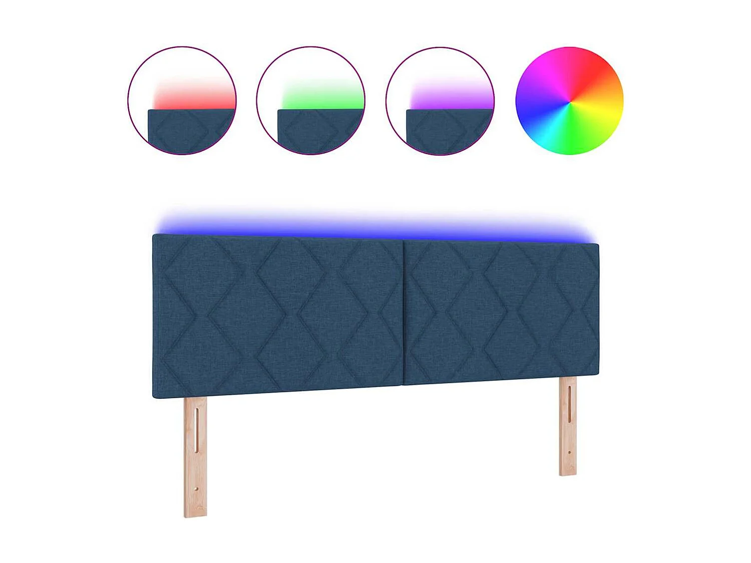 Tête de Lit | Panneau de tête pour lit Moderne avec des lumières à LED Réglable Bleu 160 cm tissu
