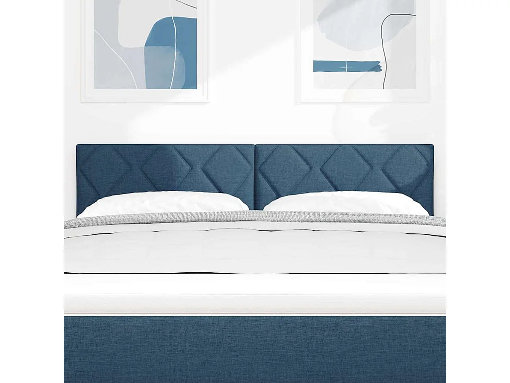 Tête de Lit | Panneau de tête pour lit Moderne avec des lumières à LED Réglable Bleu 160 cm tissu