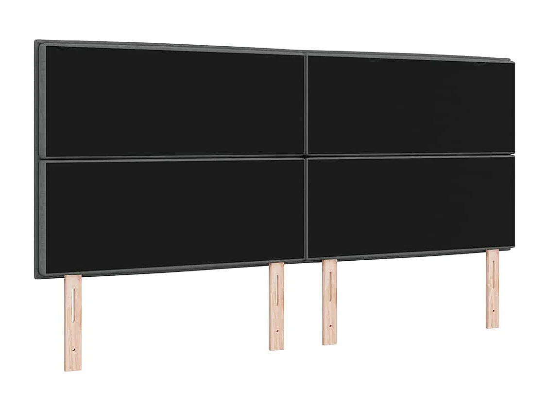 Tête de Lit | Panneau de tête pour lit Moderne LED avec des lumières à LED Gris foncé 200 cm tissu