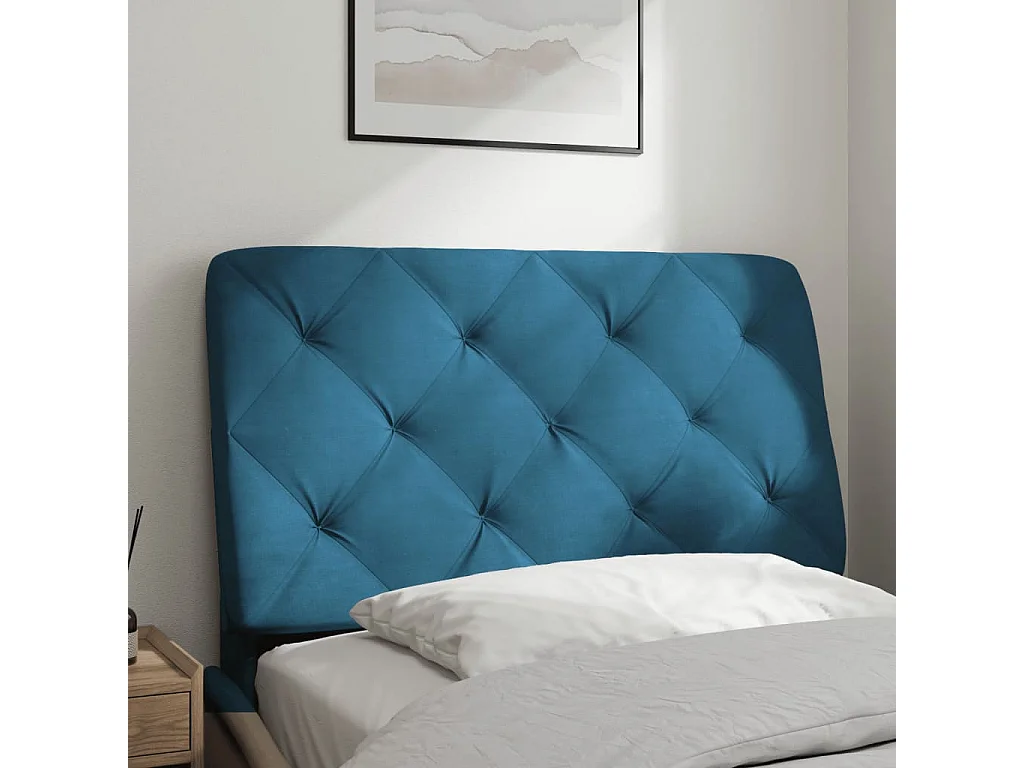 Hoofdbord | Hoofdbordkussen 90 cm fluweel blauw