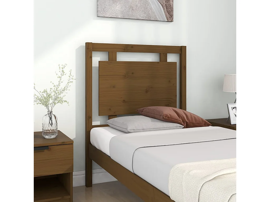 Cabecero de Cama | Cabezal de cama | Mueble de cabecero madera maciza pino marrón miel 80,5x4x100 cm